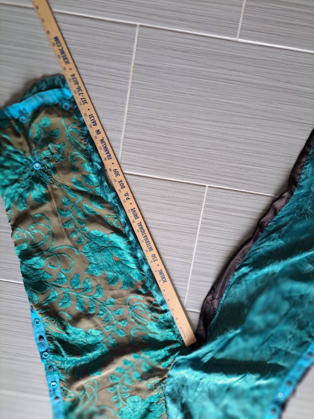 Tienda Ho Velvet Burnout Floral Sheer Wide Leg Harem Pants Festival Hippie 42" - Picture 9 of 14